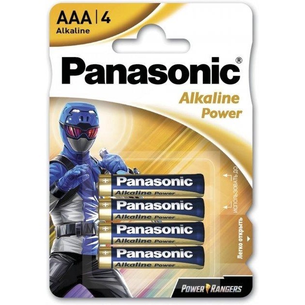 Батарейки Panasonic Power Rangers Alkiline power AAA щелочные в блистере 4шт LR03REB/4BPRPR фото