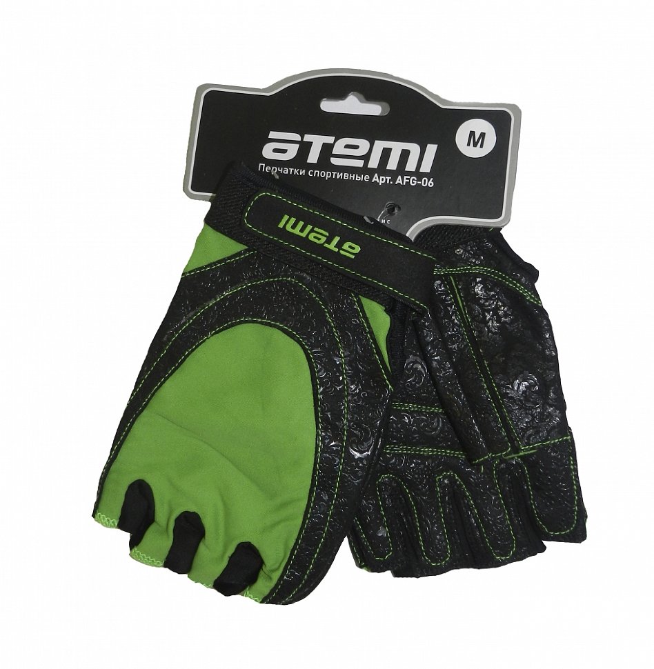 Перчатки для фитнеса Atemi, AFG06GN, черно-зеленые фото