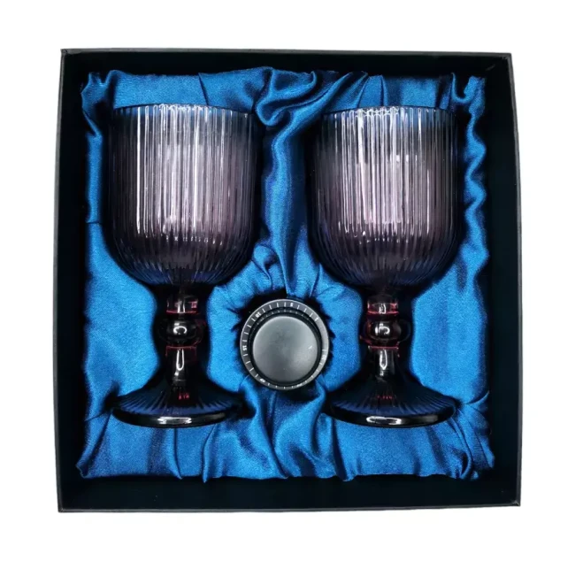 Подарочный набор для вина 2 бокала, вакуумная пробка AmiroTrend ABW-501 blue lilac фото
