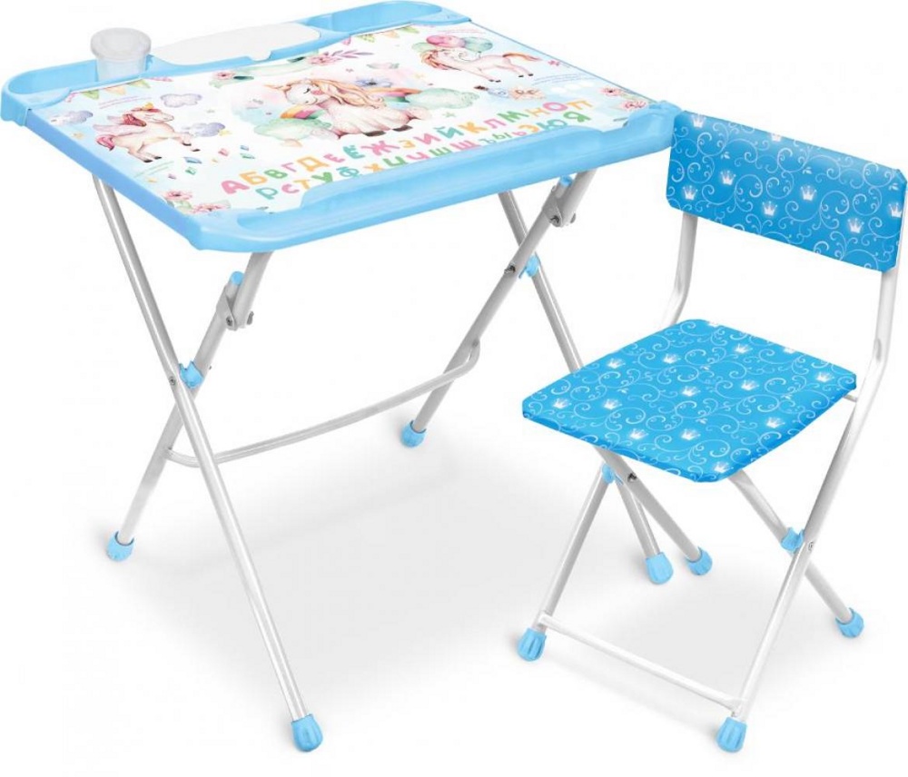 Комплект детской мебели складной НИКА КНД4-М/1 (регулируемый стол с подножкой и пеналами+стул с подножкой) фото
