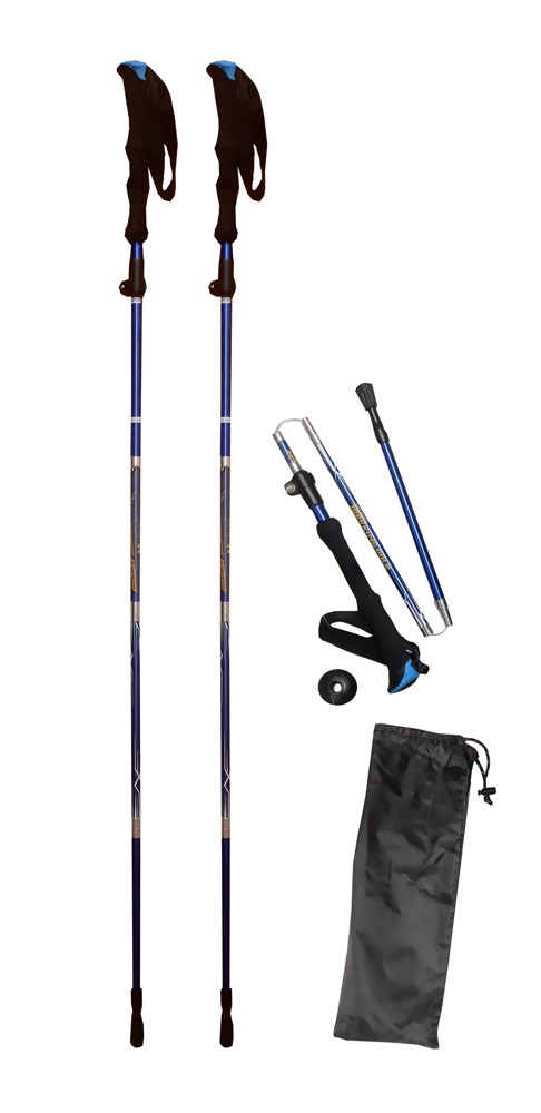 Палки телескопические для скандинавской ходьбы Fora XG-03 Trekking Compact в чехле, 65-135 см синий фото