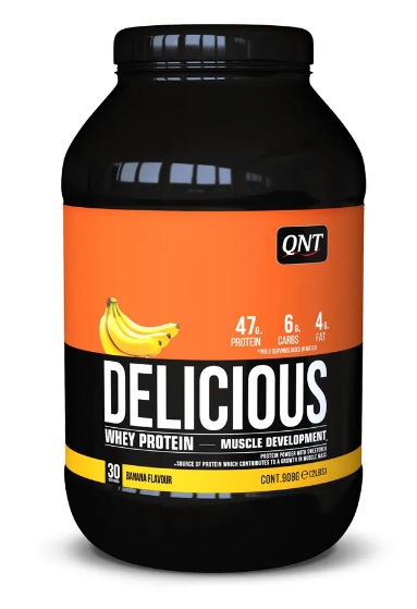 Протеин сывороточный (концентрат+изолят+гидролизат) Delicious Whey QNT 908г (банан) фото