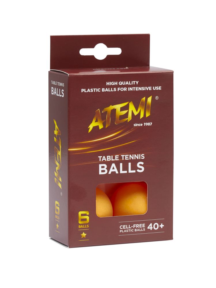 Мячи для настольного тенниса Atemi 1* оранжевые (6 шт) фото