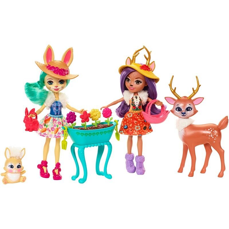 Куклы Флаффи и Данесса Garden Magic с питомцами зайчик и олененок 15см Enchantimals Mattel FDG01 фото