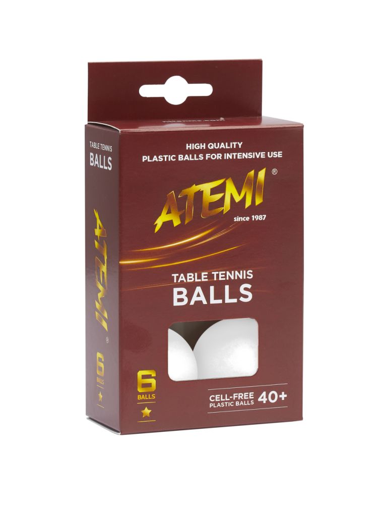 Мячи для настольного тенниса Atemi 1* белые (6 шт) фото