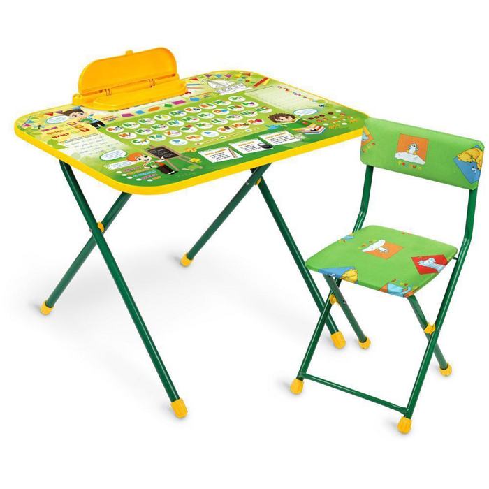 Комплект детской мебели складной НИКА NK-75/2 Первоклашка (стол с пеналом+мягкий стул с подножкой) фото