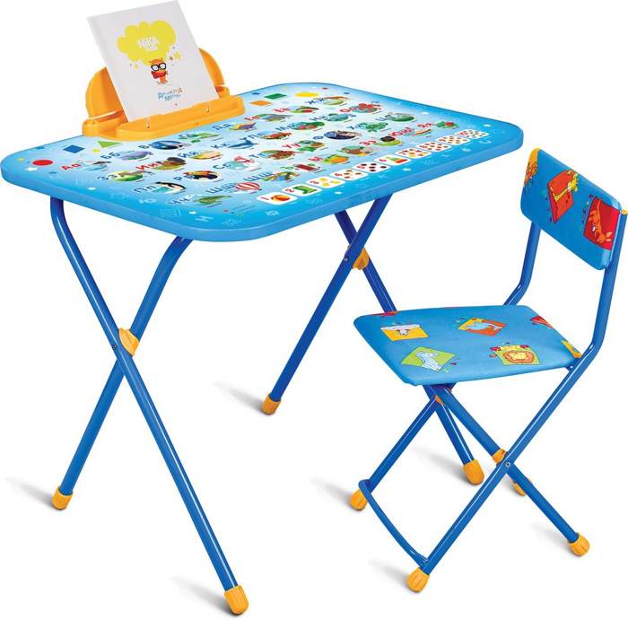 Комплект детской мебели складной НИКА NK-75/1 Азбука (стол с пеналом+мягкий стул с подножкой) фото