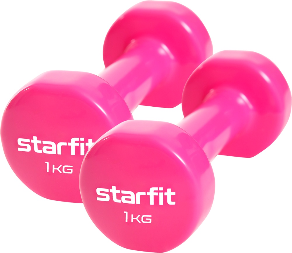 Гантель виниловая STARFIT Core 1кг x 2шт (пара) (розовый) фото